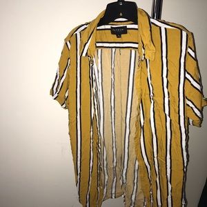 button up yellow striped t shirt